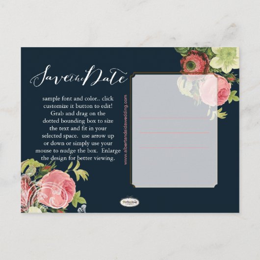 PixDezines bewaart de datum/ rozen Aankondigingskaart (Achterkant)