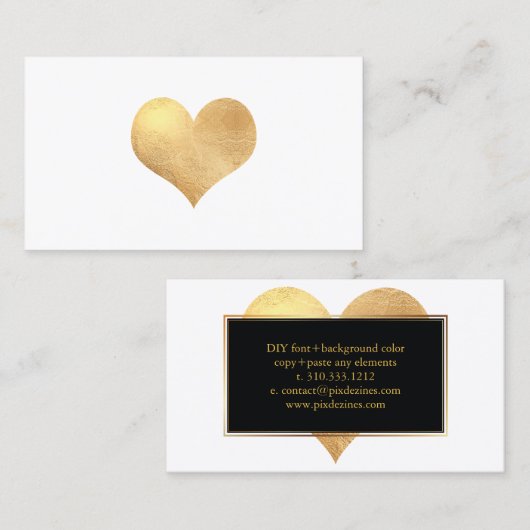 PixDezines Big Heart op Faux Gold/DIY-achtergrond Visitekaartje (Voorkant / Achterkant)