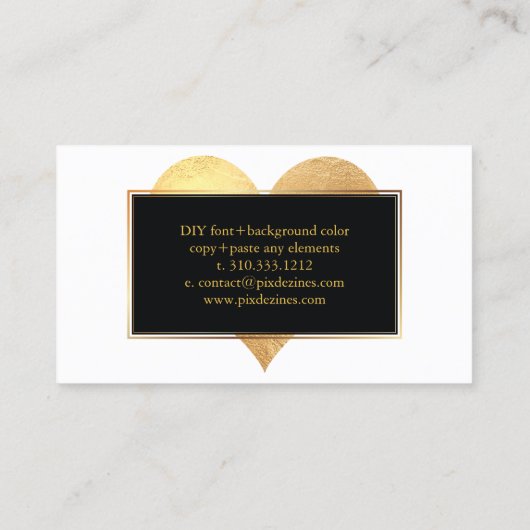 PixDezines Big Heart op Faux Gold/DIY-achtergrond Visitekaartje (Achterkant)
