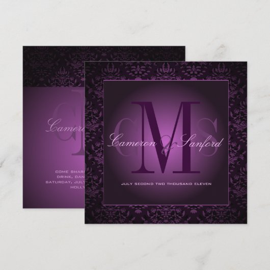 PixDezines BIJOUX DAMASK/DARK PAARS/PLUM Kaart (Voorkant / Achterkant)