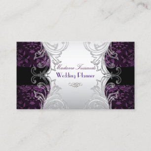 PixDezines bijoux damask faux Silver/paars Visitekaartje