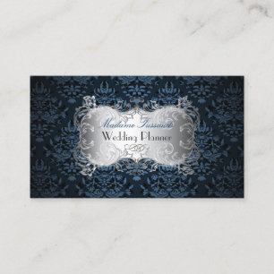 PixDezines bijoux damask faux zilver/leistblauw Visitekaartje