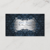 PixDezines bijoux damask faux zilver/leistblauw Visitekaartje (Voorkant)