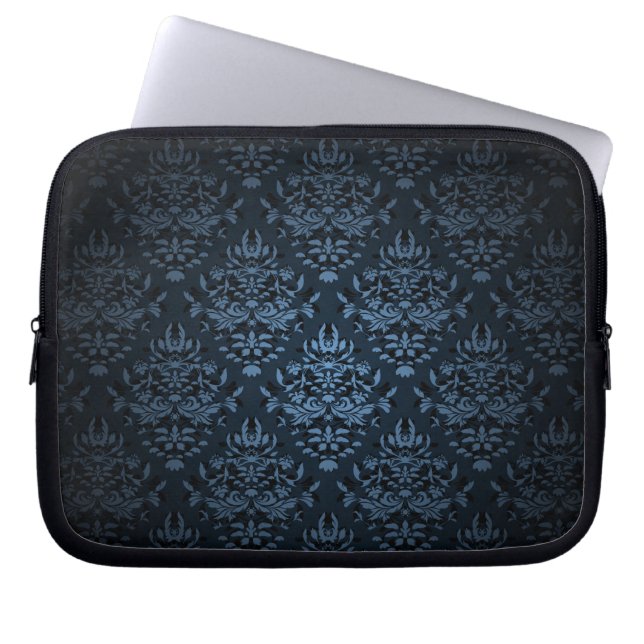 PixDezines Bijoux Damask, leistblauw Laptop Sleeve (Voorkant)