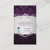 PixDezines bijoux damast faux zilver/pruim Visitekaartje (Achterkant)