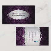 PixDezines bijoux damast faux zilver/pruim Visitekaartje (Voorkant / Achterkant)