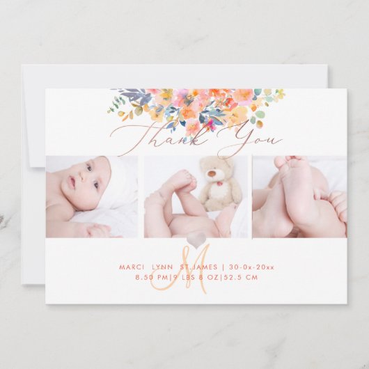 PixDezines Birth Announcement Baby shower Dankuwel Kaart (Voorkant)