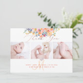 PixDezines Birth Announcement Baby shower Dankuwel Kaart (Staand voorkant)