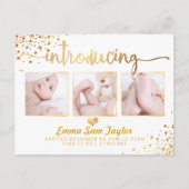 PixDezines Birth Announcement/Dazzled Faux Gold Aankondigingskaart (Voorkant)