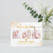 PixDezines Birth Announcement/Dazzled Faux Gold Aankondigingskaart (Staand voorkant)