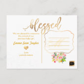 PixDezines Birth Announcement/Floral Waterverf Aankondigingskaart (Achterkant)