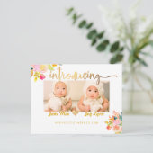 PixDezines Birth Announcement/Floral Waterverf Aankondigingskaart (Staand voorkant)