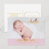 PixDezines Birth Announcement/Floral Waterverf Aankondigingskaart (Voorkant / Achterkant)