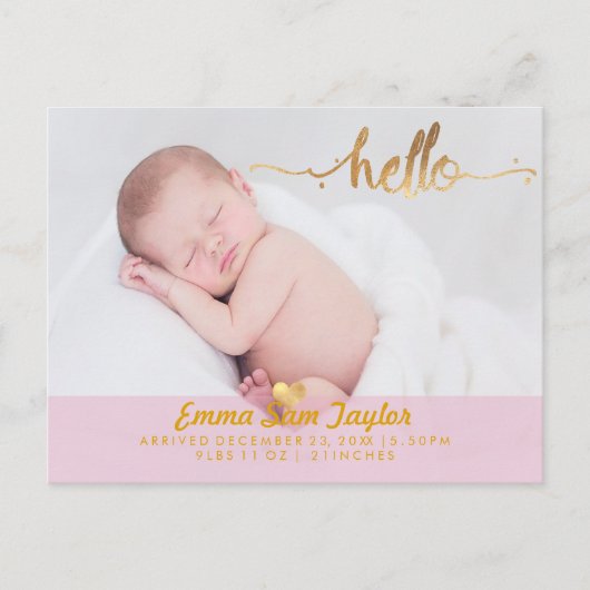 PixDezines Birth Announcement/Floral Waterverf Aankondigingskaart (Voorkant)