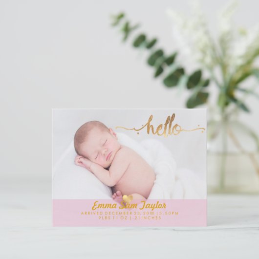PixDezines Birth Announcement/Floral Waterverf Aankondigingskaart (Staand voorkant)