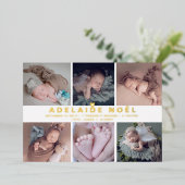 PixDezines Birth Announcement Gold Folie Uitnodiging (Staand Voorkant)