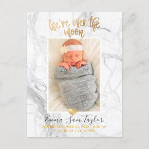 PixDezines Birth Announcement/Over de maan Aankondigingskaart