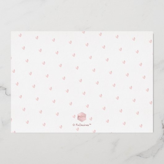 PixDezines Birth Announcement Roos Gold Folie Uitnodiging (Achterkant)