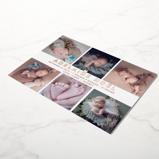 PixDezines Birth Announcement Roos Gold Folie Uitnodiging (Gedraaid)