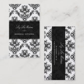 PixDezines Black Céleste  Damask Visitekaartje (Voorkant / Achterkant)