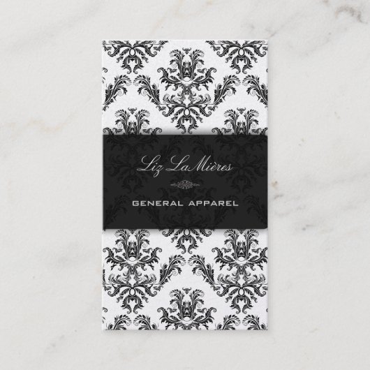 PixDezines Black Céleste  Damask Visitekaartje (Voorkant)