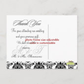 PixDezines Black Damask bruiloft Bedankt Foto Briefkaart (Achterkant)