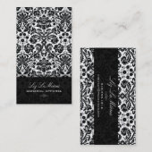PixDezines Black Desiree  Damask Visitekaartje (Voorkant / Achterkant)