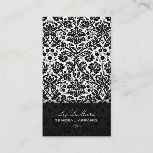 PixDezines Black Desiree  Damask Visitekaartje (Voorkant)