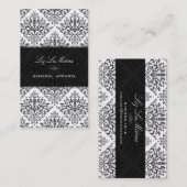 PixDezines Black Étienne Damask Visitekaartje (Voorkant / Achterkant)