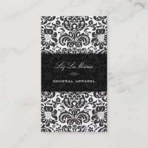 PixDezines Black Fidora Damask Visitekaartje
