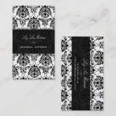 PixDezines Black Florentius Damask Visitekaartje (Voorkant / Achterkant)