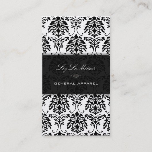 PixDezines Black Florentius Damask Visitekaartje (Voorkant)