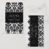 PixDezines Black Isabella  Damask Visitekaartje (Voorkant / Achterkant)