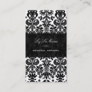 PixDezines Black Isabella  Damask Visitekaartje
