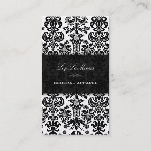 PixDezines Black Isabella  Damask Visitekaartje (Voorkant)