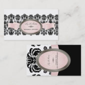 PixDezines Black, Isabella Lace Damask Visitekaartje (Voorkant / Achterkant)