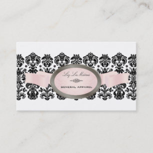 PixDezines Black, Isabella Lace Damask Visitekaartje