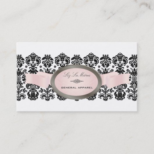 PixDezines Black, Isabella Lace Damask Visitekaartje (Voorkant)