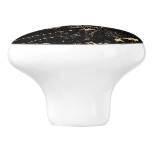 PIXDEZINES BLACK MARBLE+FAUX GOLD VEINES KERAMISCHE KNOP (Zijkant)
