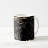 PixDezines BLACK MARBLE FAUX GOLD VEINS Koffiemok (Voorkant rechts)