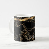 PixDezines BLACK MARBLE FAUX GOLD VEINS Koffiemok (Voorkant links)