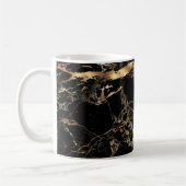 PixDezines BLACK MARBLE FAUX GOLD VEINS Koffiemok (Links)