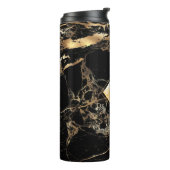 PixDezines BLACK MARBLE FAUX GOLD VEINS Thermosbeker (Gedraaid links)