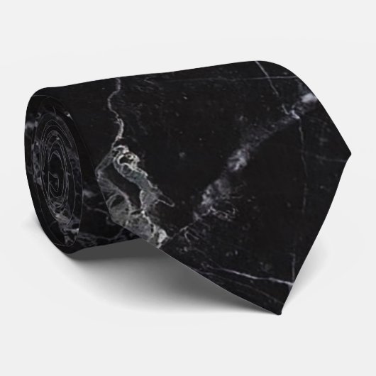 PixDezines Black Marble Slab Stropdas (Opgerold)