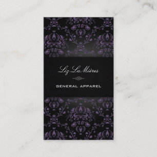 PixDezines Black+Paarse Dolcè Damask Visitekaartje
