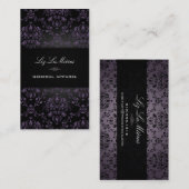 PixDezines Black+Paarse Dolcè  Damask Visitekaartje (Voorkant / Achterkant)