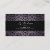 PixDezines Black+Paarse Dolcè  Damask Visitekaartje (Achterkant)