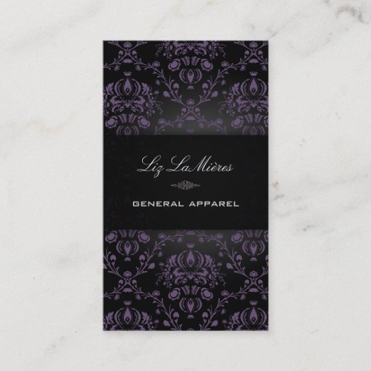 PixDezines Black+Paarse Dolcè  Damask Visitekaartje (Voorkant)