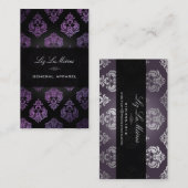 PixDezines Black+Plum Rossellini  Damask Visitekaartje (Voorkant / Achterkant)