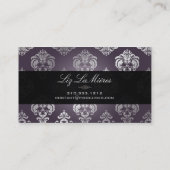 PixDezines Black+Plum Rossellini  Damask Visitekaartje (Achterkant)